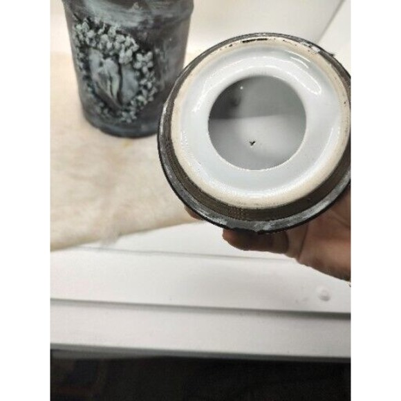 Repurposed Small  storage Canister Handmade By Me With Lid 6.5" Tall Ceramic - Picture 14 of 16